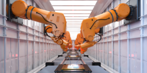 Two robotic arms in production