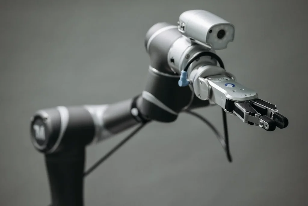 robotic arm with a video camera for industrial setting
